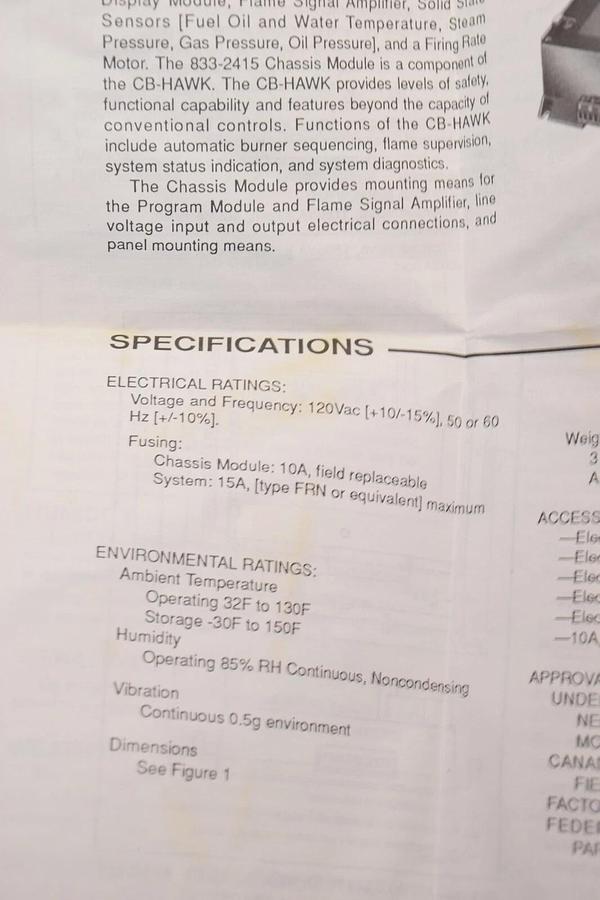 Used CLEAVER BROOKS 833-2415 120Vac Chassis Module