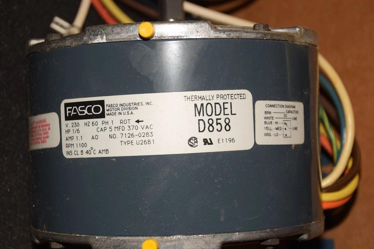 FASCO D858 1/6 HP 1.1 A 230V 60HZ 1100 RPM HVAC SPLIT CAP MOTOR NEW