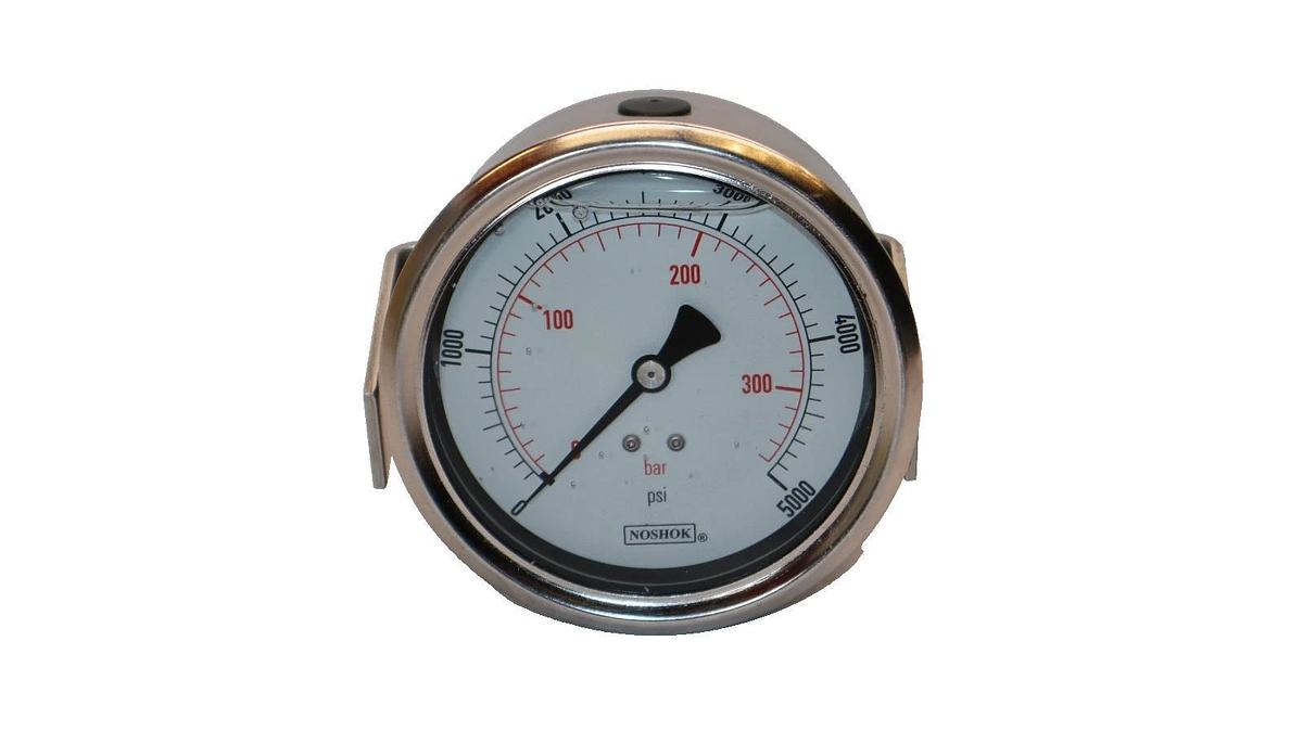 NOSHOK Back Connection Gauge 0-5000psi Liquid Filled 1/4 NPT 344.7 Bar (NEW)