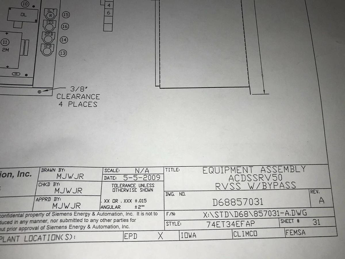 SIEMENS SoftStart Soft Starter WSACDSSRV4-50 50hp 3ph 460v 68a 74ET34EFAP (NIB)
