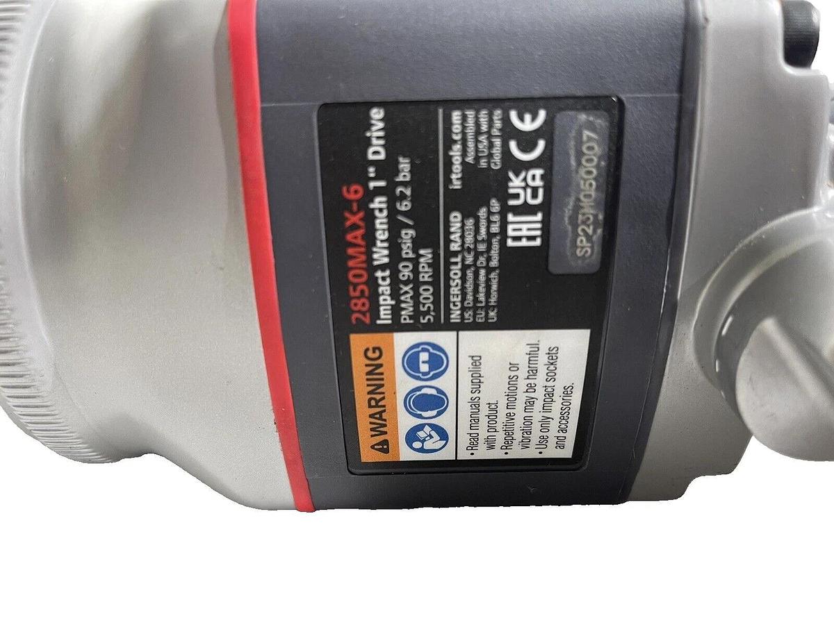 Used INGERSOLL RAND 2850MAX-6  1in Drive D-Handle Air Impact 2100 Ft./Lbs. Torque 6" 663023139647