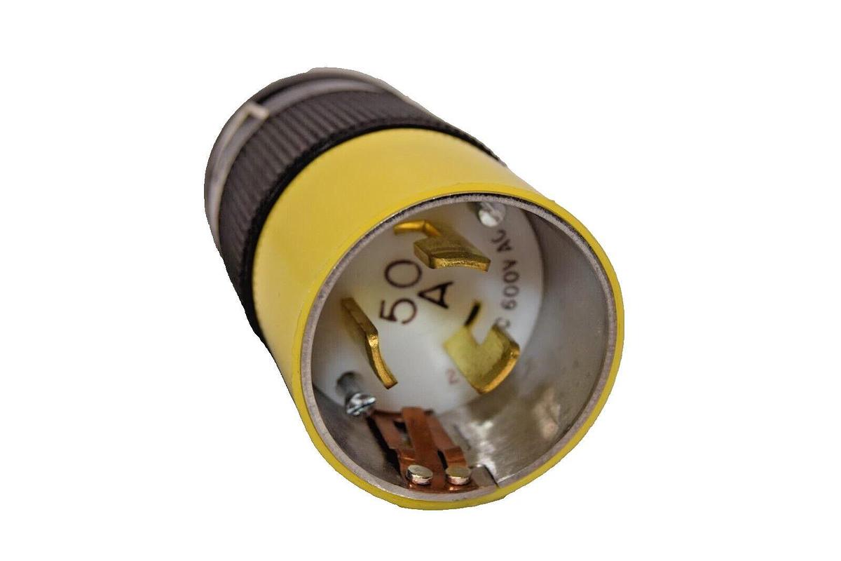 Used P&S LEGRAND PASS & SEYMOUR 153T 50A 250Vdc 600Vac Turn and Pull Plug Yellow