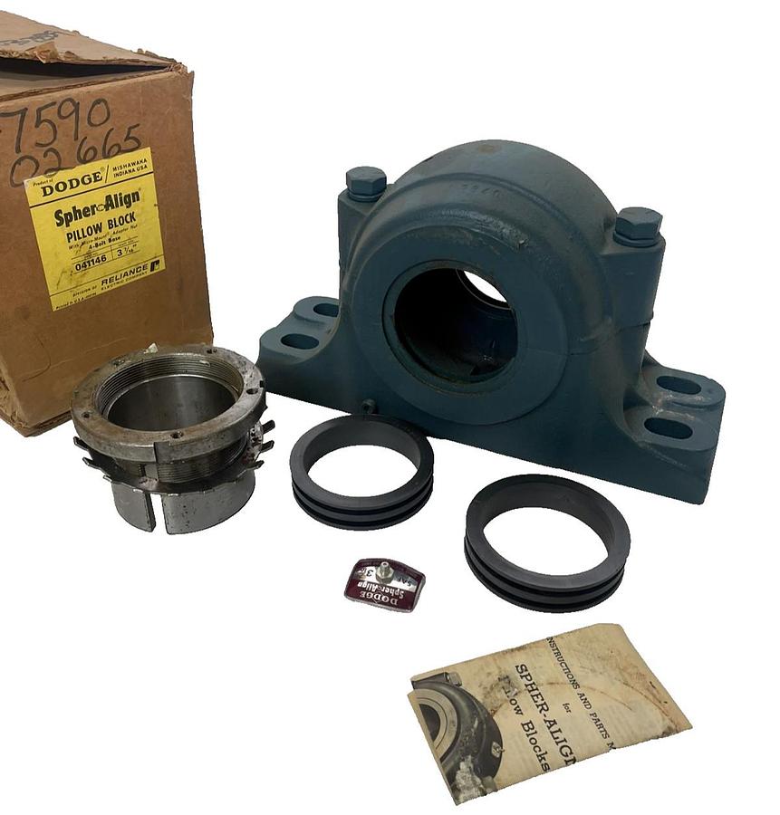 Dodge Reliance Spher-Align Pillow Block Bearing 041146 3-7/16" 4bolt base (NEW)