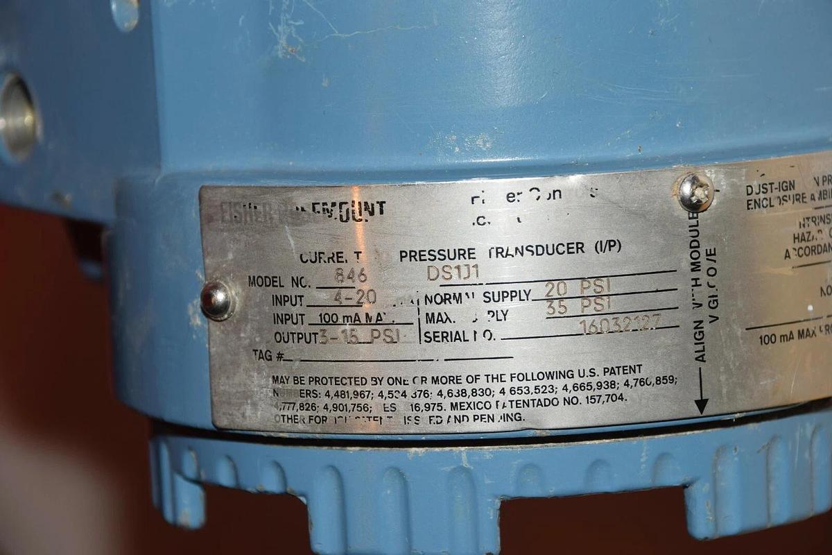 Used FISHER ROSEMOUNT 846 DS1J1 20-35psi PRESSURE TRANSDUCER