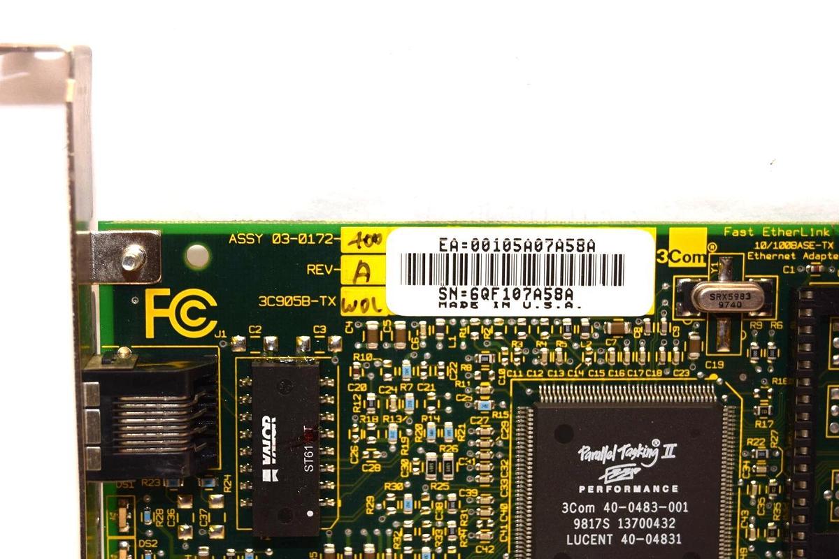 Used 3COM 3C905B-TXW0L Fast Etherlink XL PCI 10/100BASE-TX Ethernet Adapter