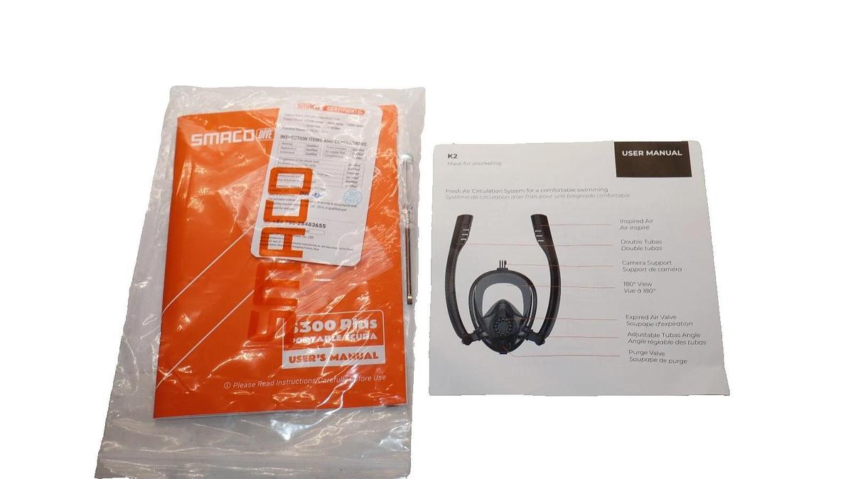 Used Smaco Dive S300 Plus Mini Scuba Tank 0.5 Liter W/ Snorkel Mask DOT-3AL2900 (New)