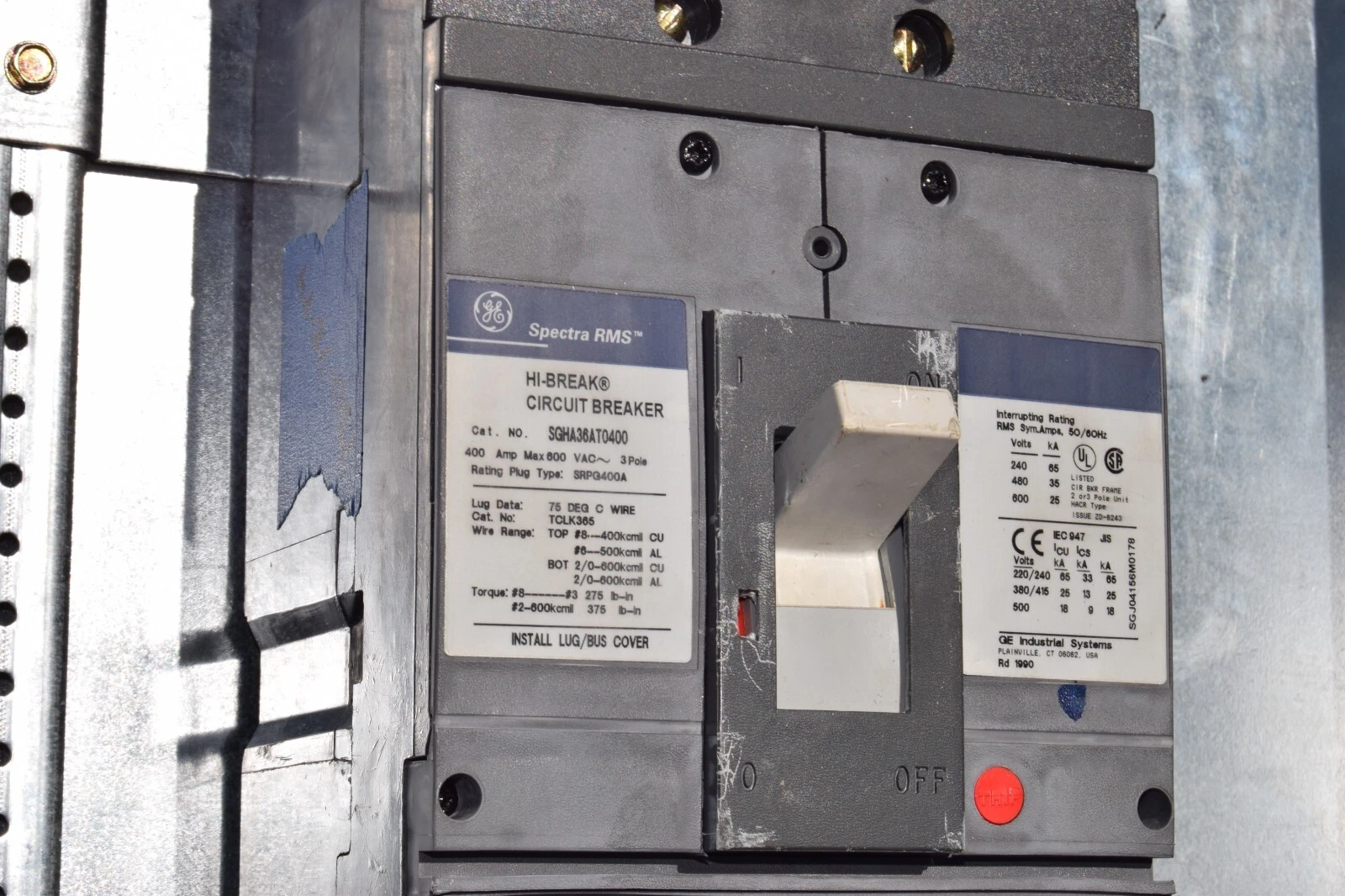 Used General Electric GE A-Series II Panelboard Panel AQF3424JBX 400A 208y/120 3ph 4w