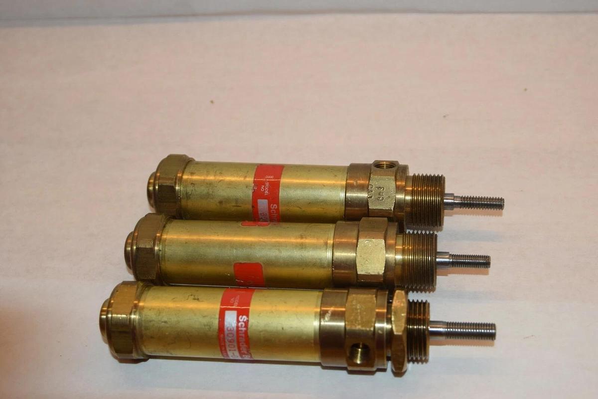 Used (3) SCHRADER BELLOWS 30901-0030 309010030 3" STROKE BRASS PNEUMATIC CYLINDER