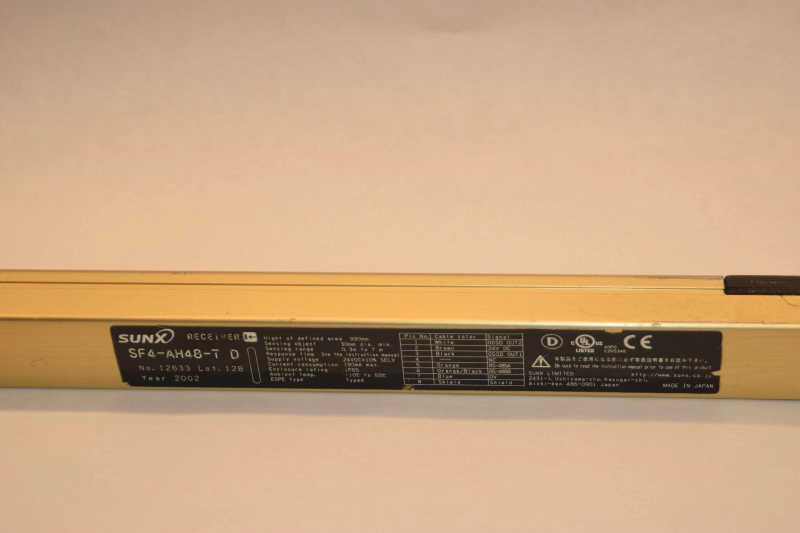 Used SUNX SF4-AH48-T D Receiver Safety light curtain Matsushita Electric PANSONIC