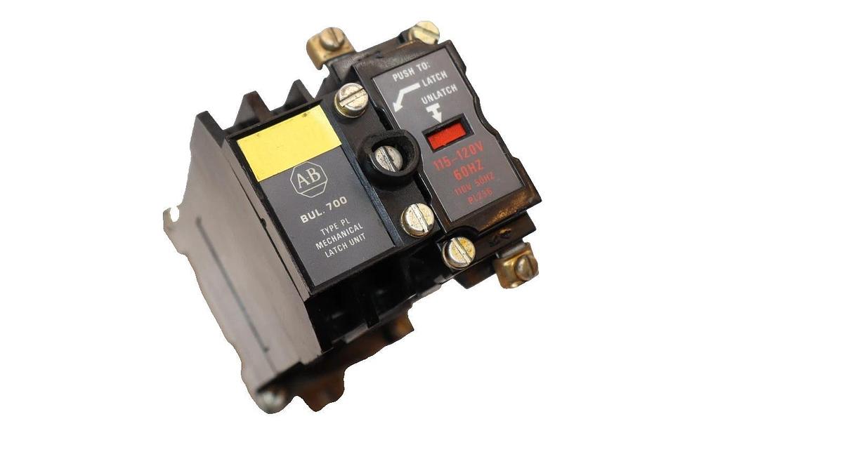 Used Allen Bradley Relay 700-PLLA1 Mechanical Latch Unit 700-P400A1 60A Coil: 120V
