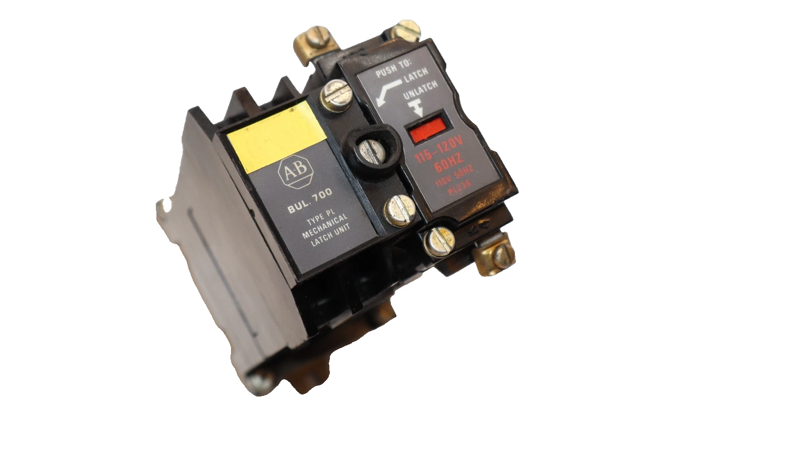 Used Allen Bradley Relay 700-PLLA1 Mechanical Latch Unit 700-P400A1 60A Coil: 120V