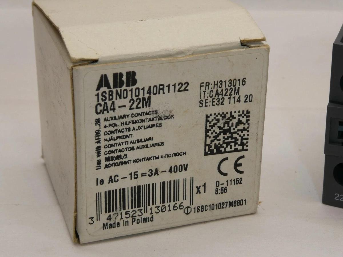 (NEW) ABB CA4-22M 1SBN010140R1122 4P 3A 400V Auxiliary Contact