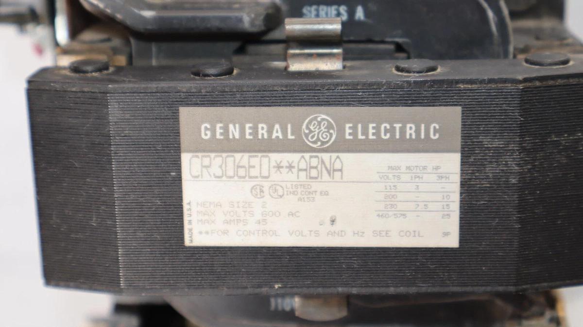 GE GENERAL ELECTRIC Size Sz 2 STARTER CR306E0**ABNA 600V 45A 115-120V Coil (NOS)