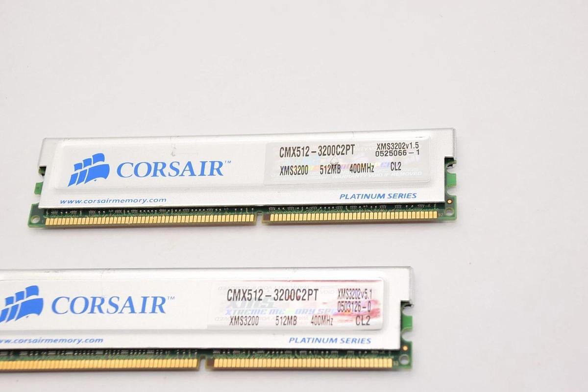 Used (Lot of 2) CORSAIR CMX512-3200C2PT 512MB 400MHz Platinum Series Memory (RAM)