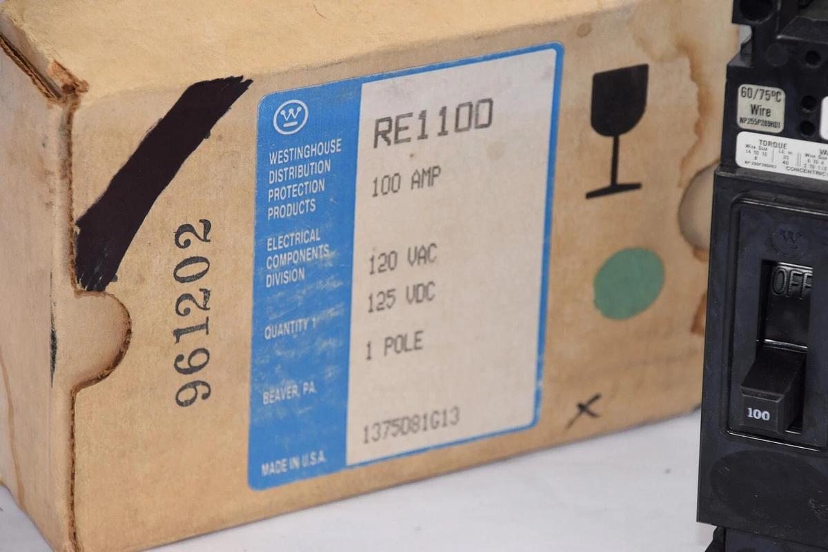 (NEW) WESTINGHOUSE RE1100 100A 1 Pole 120Vac 125Vdc Circuit Breaker