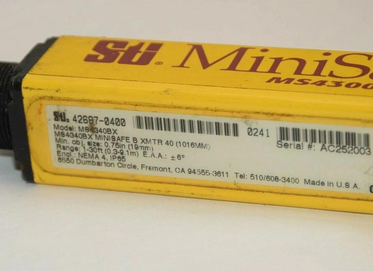 Used STI 42687-0400 MS4340BX 1-30' .75" SAFETY LIGHT CURTAIN