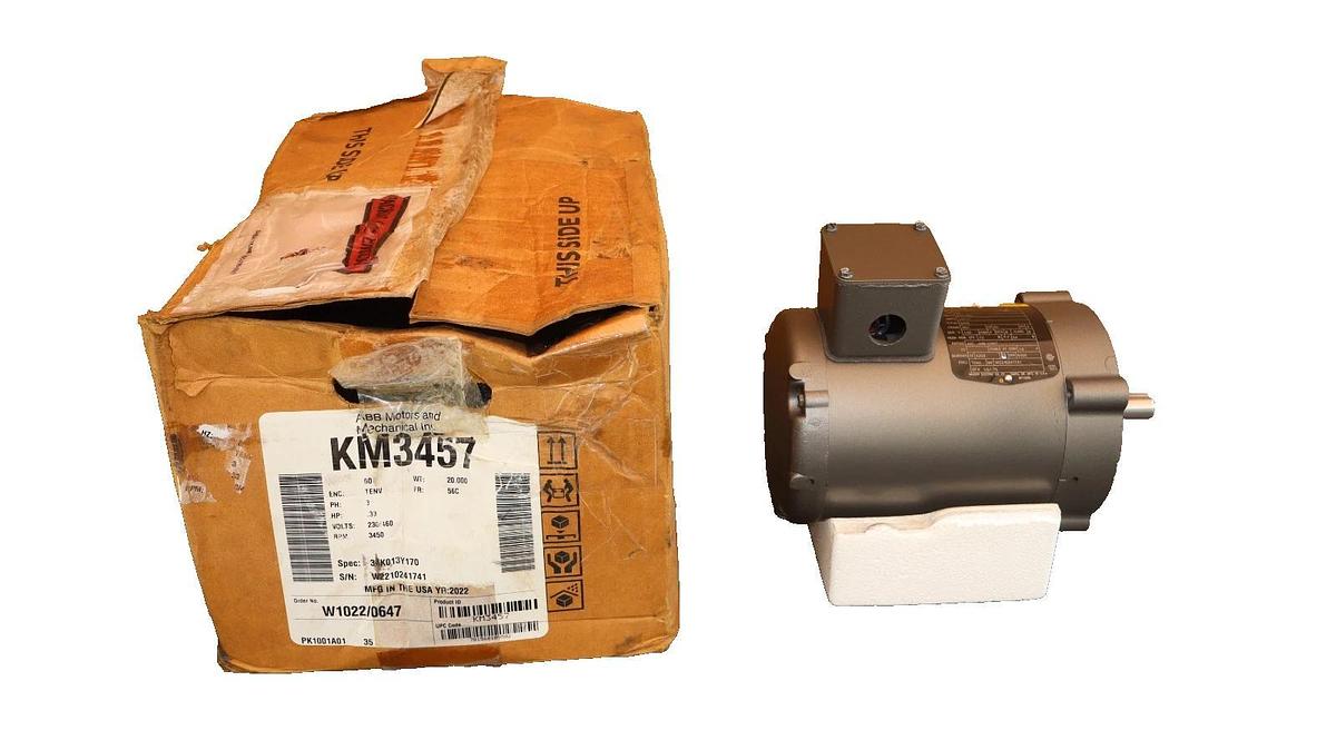 BALDOR KM3457 INDUSTRIAL MOTOR .33HP 34K013Y170 230/460V RPM 3450 (New)