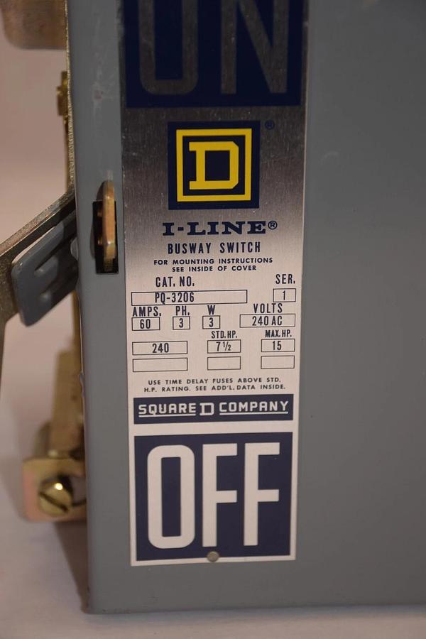 SQUARE D PQ3206 PQ-3206 60A 60 Amp 3PH 3W 240V I-Line Busway Unit Switch (NEW)