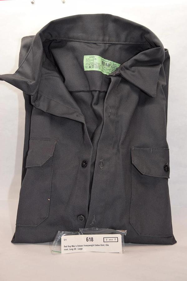 RED KAP 618 Men's Heavyweight Cotton Shirt Long Sleeve Longsleeve 2XL XXL NEW