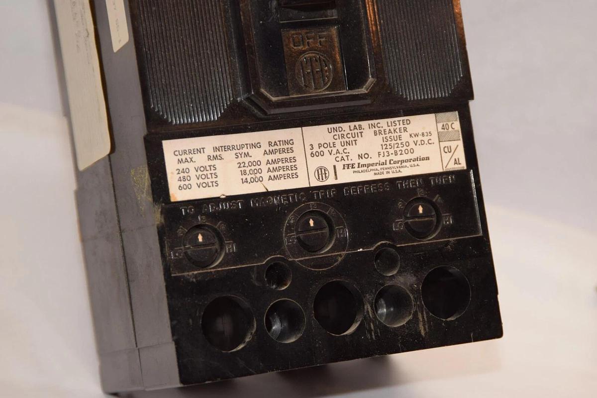 Refurbished General Electric GE Breaker FJ3B200 FJ3-B200 200amp 200 A 3p 600v *refurb*