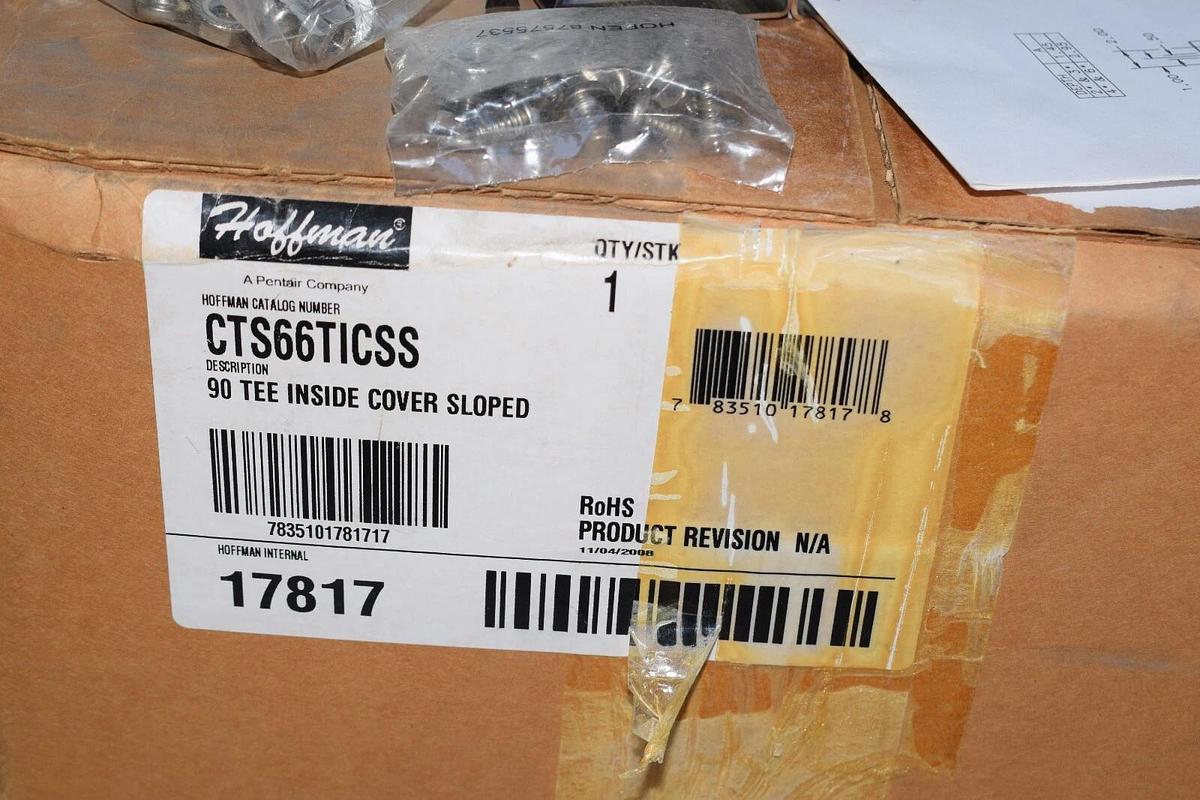 HOFFMAN CTS66TICSS 90 Tee Inside Cover Sloped Covered Cable Tray 304ss (NEW)