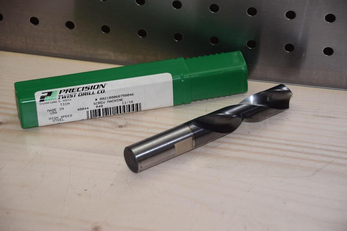 PRECISION 40044 R40 11/16" 11/16 HIGH SPEED SCREW MACHINE TWIST DRILL USA NEW