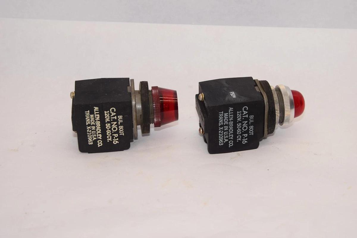 Used (Lot of 2) ALLEN BRADLEY P-16 800T 120V 50-60cy Red Indicator Light