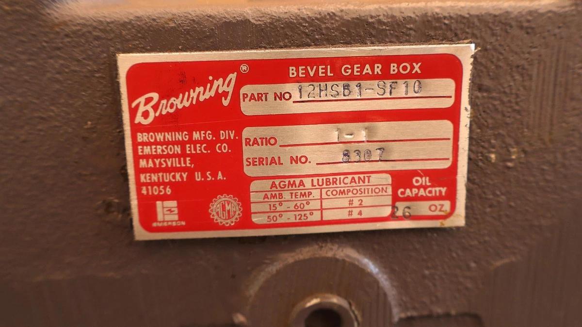 Refurbished BROWNING Bevel GEAR BOX SPEED REDUCER 12HSB1-SF10 Ratio 1:1 90 Degree (Refurb)