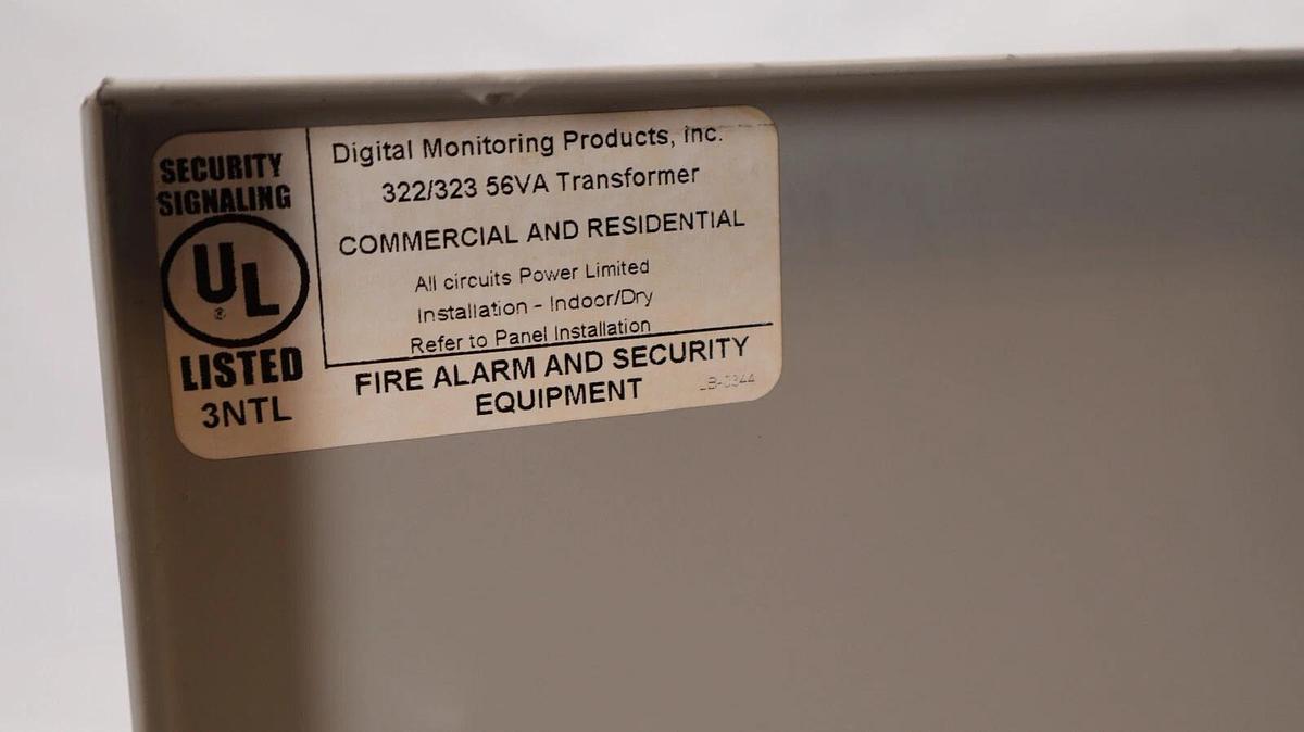 Used DIGITAL MONITORING PRODUCTS 322/323 56Va 6 x 6-3/4 x 3 Burglar Alarm Transformer