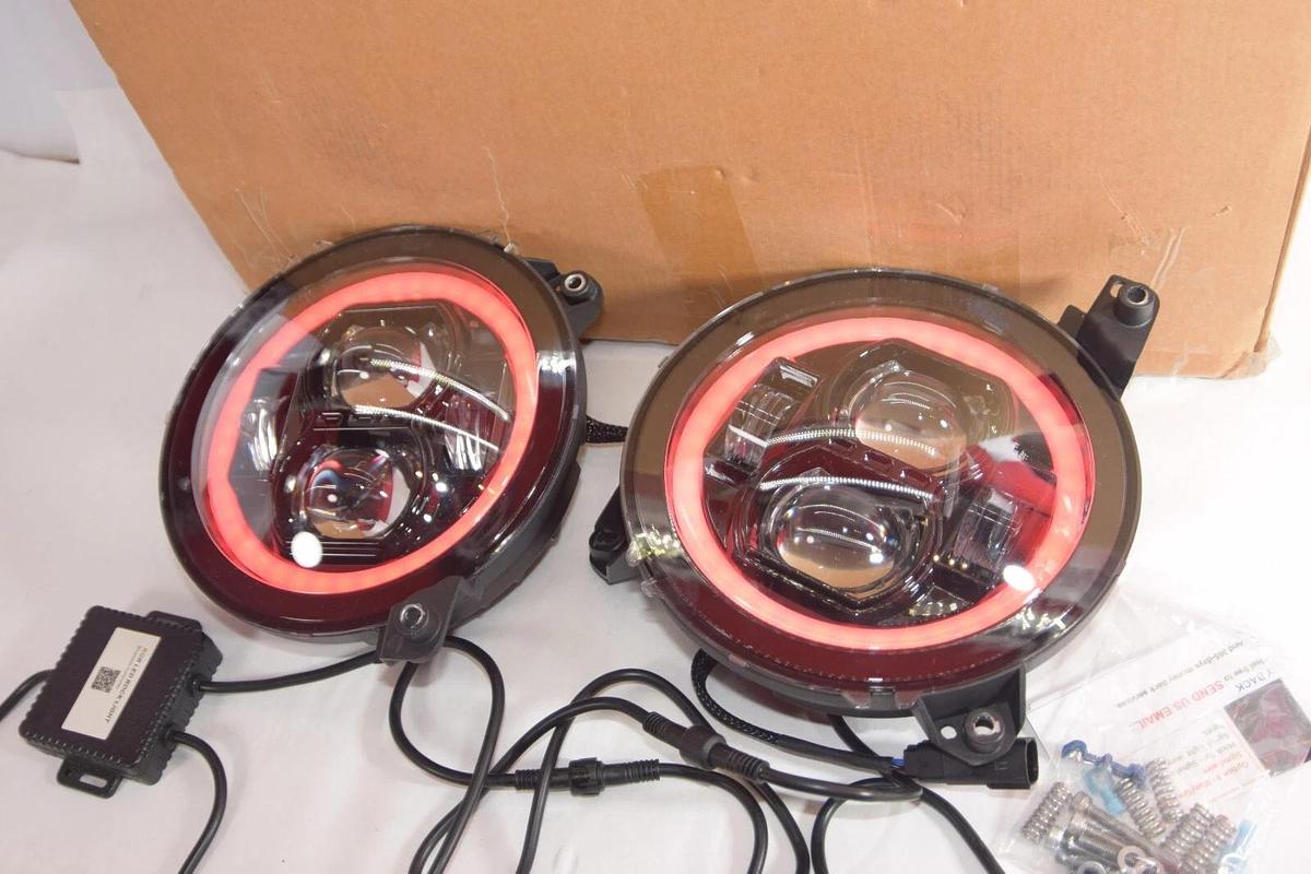 Used WOLUEN 9" RGB Halo LED Headlights A10HL901GBWL  2018 2023 Wrangler JL Headlight