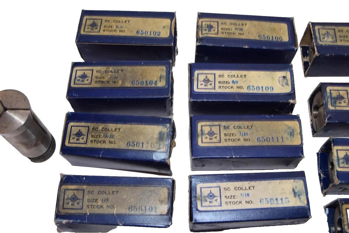Used (Lot 25) JET 5C Collet Assorted Sizes 3/16, 1/2, 17/32, 3/4, 5/16, 13/16