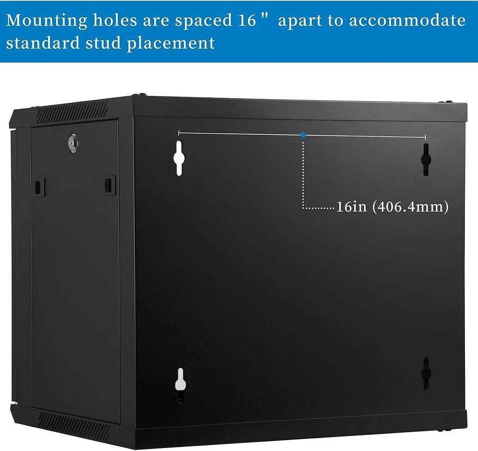 RackPath 12U Wall Mount Rack Enclosure, Cooling Fan Brand New