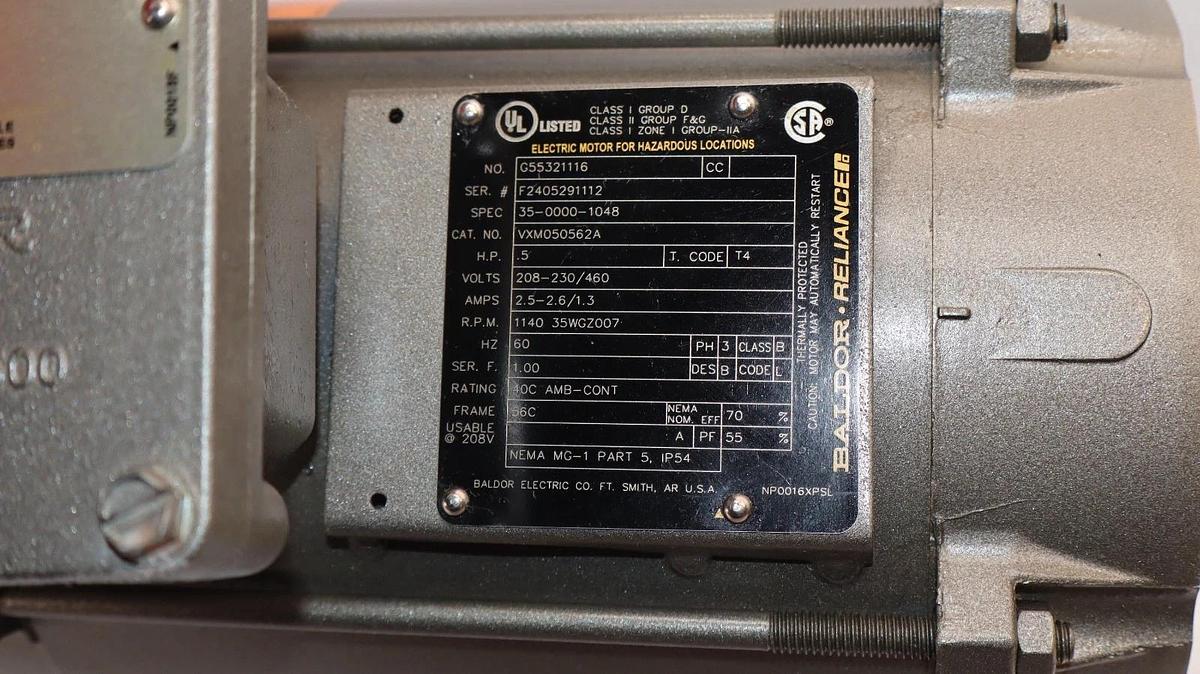 Baldor Explosion Proof Motor VXM050562A .5hp 1/2hp 208-230/460V NOS