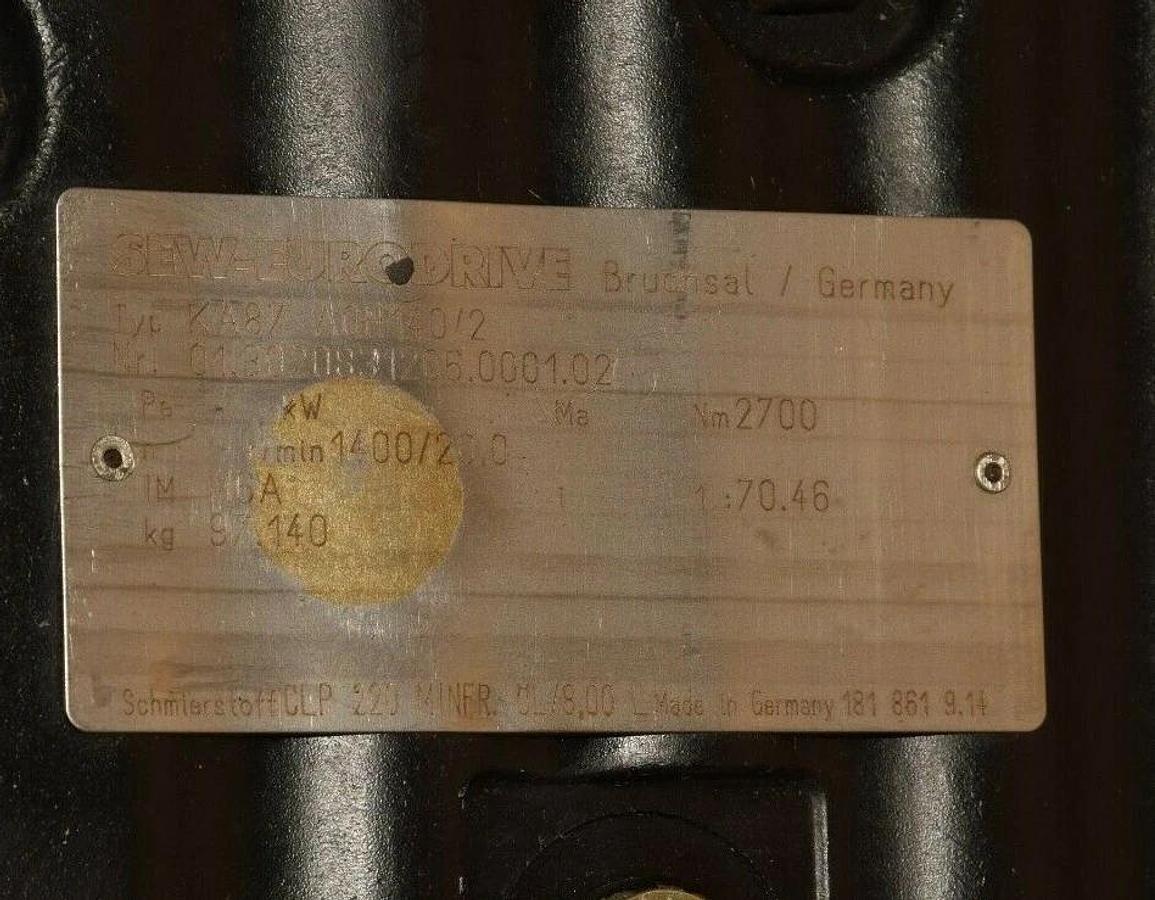 Sew-Eurodrive KA87 AQH140/2 Gear Box 01.3020831206.0001.02  KA87AQH140/2