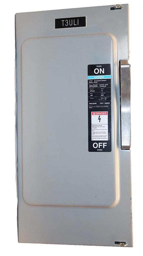 Used SIEMENS I-T-E Enclosed Switch NF353 Ser A 100A 100 Amp 600Vac 3 Phase Heavy Duty