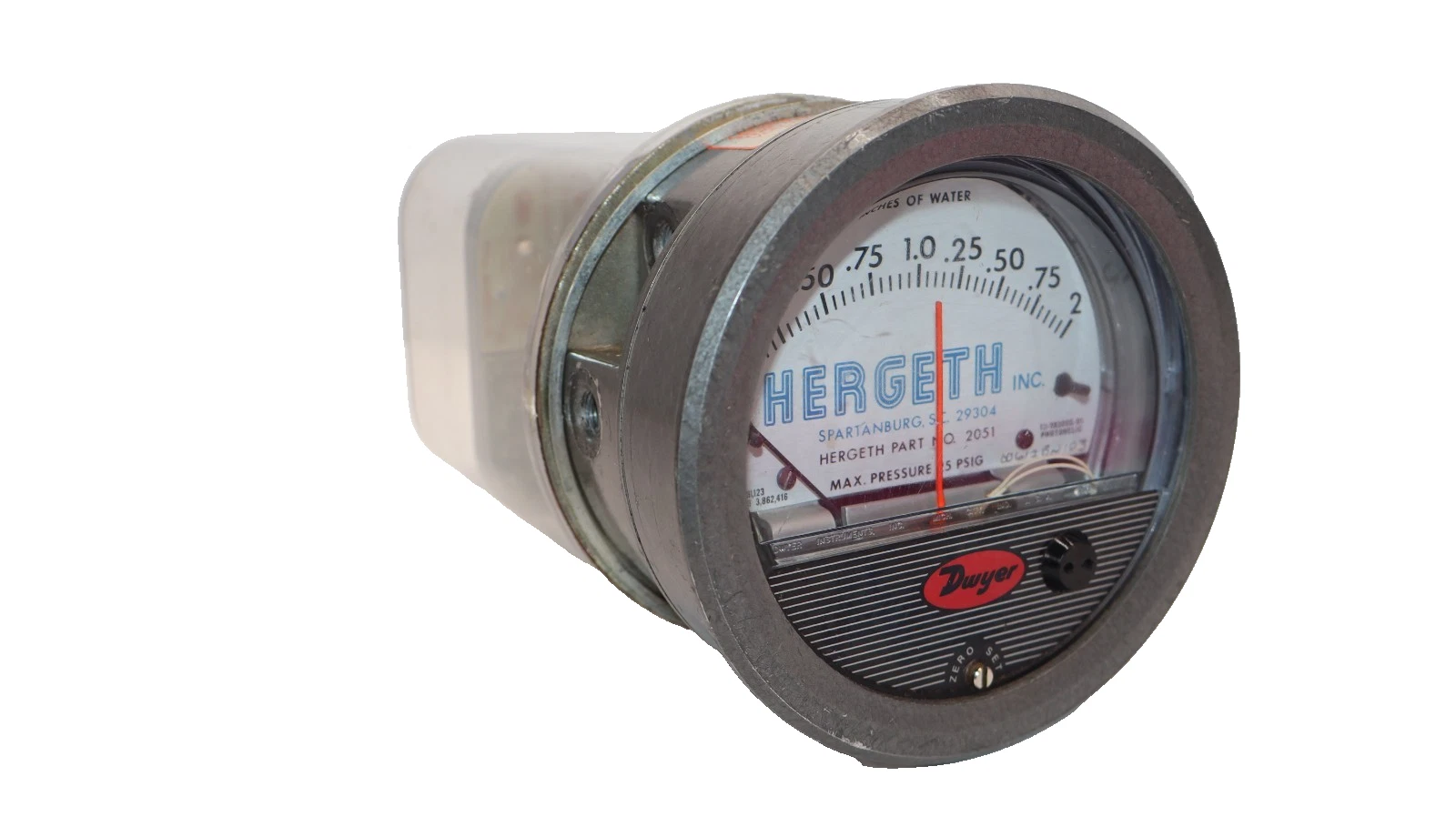 Used Dwyer Hergeth Photoelic Gage Water Gauge 2051 SRH 0-2"