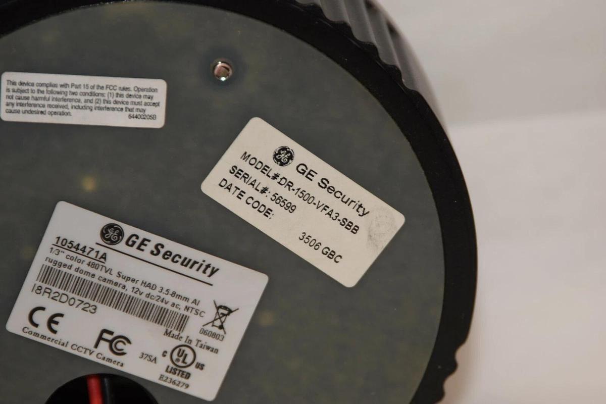 Used GE DR-1500-VFA3-SBB 1/3" Color 480TVL 12Vdc 24Vac 3.5-8.0m Dome Security Camera