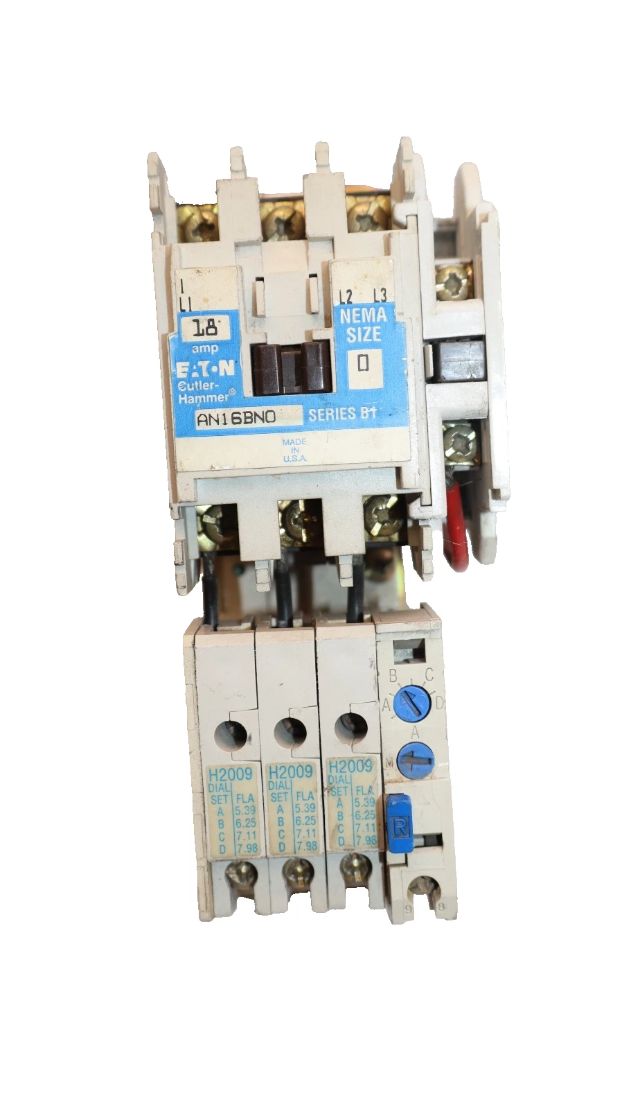 Used Cutler-Hammer Eaton Starter AN16BN0 Size Sz 0 600V 18A 18 Amp 120v coil AN16BNO