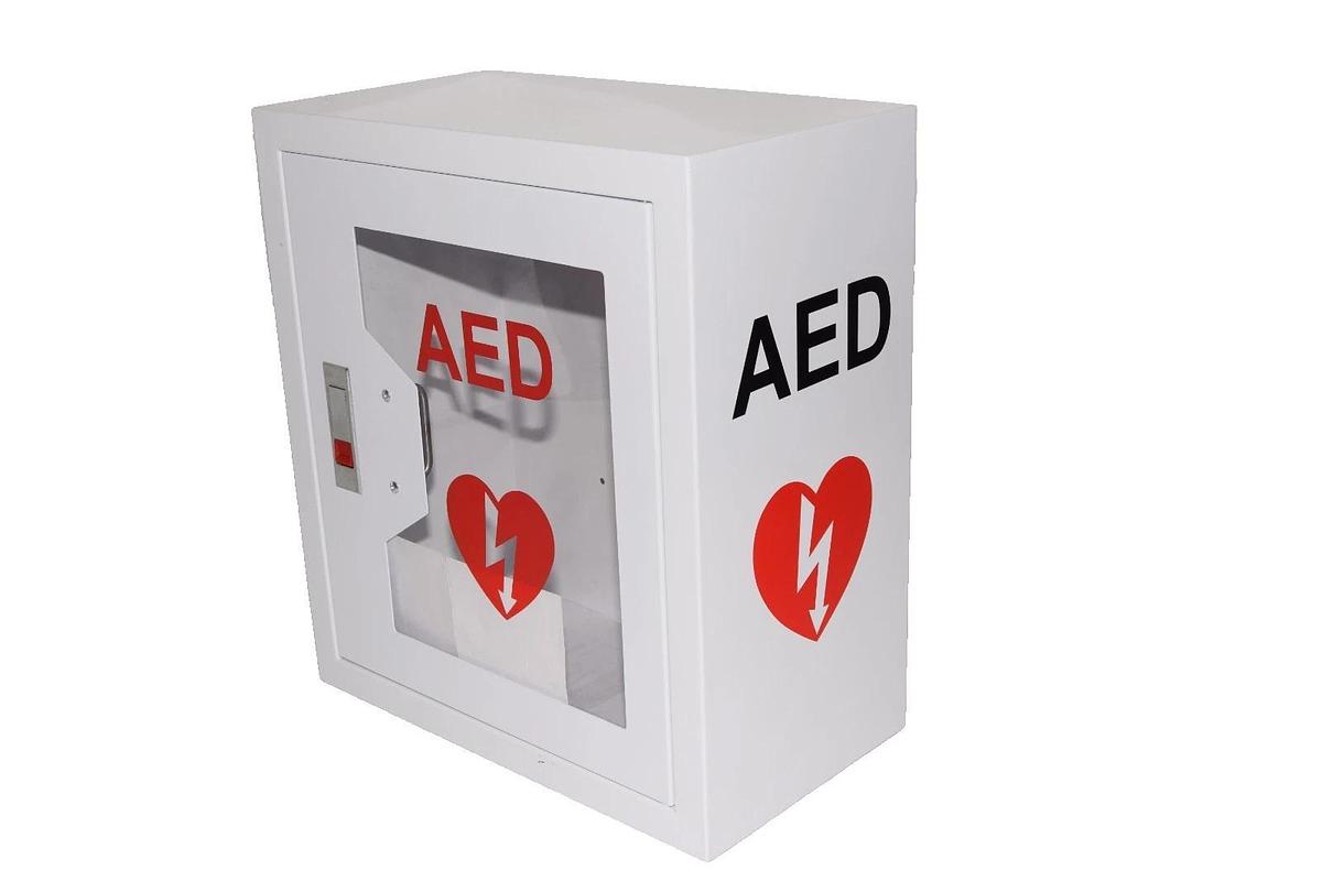 NLShan Wall-Mounted AED Steel Defibrillator Storage Case 14.2"x7.8"x15.7"