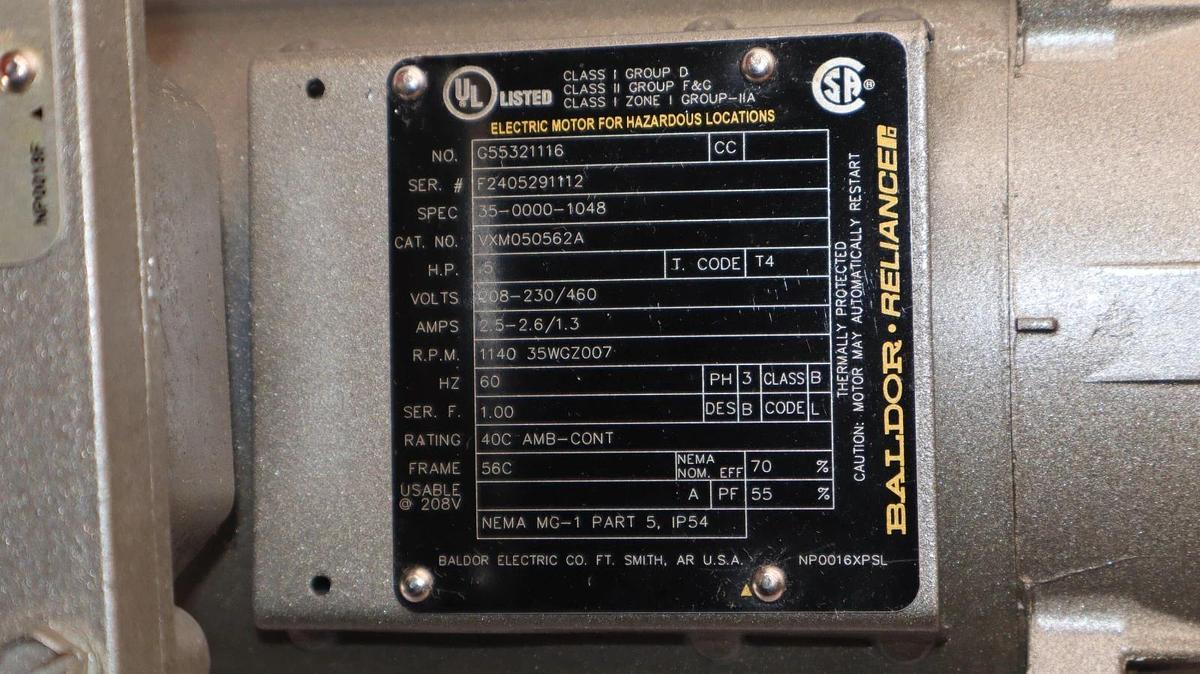 Baldor Explosion Proof Motor VXM050562A .5hp 1/2hp 208-230/460V NOS