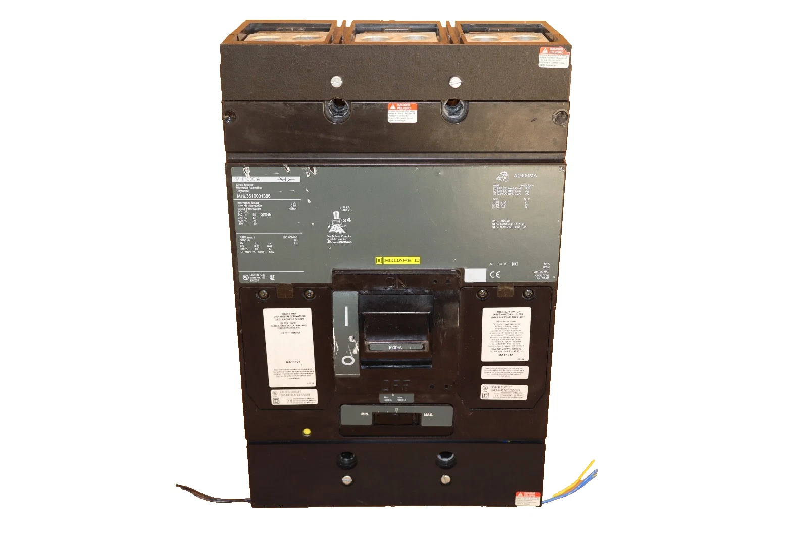 Square D Ciruit Breaker 1000A MHL3610001386 1000 Amp, SHUNT AUX MH 1000 A REFURB