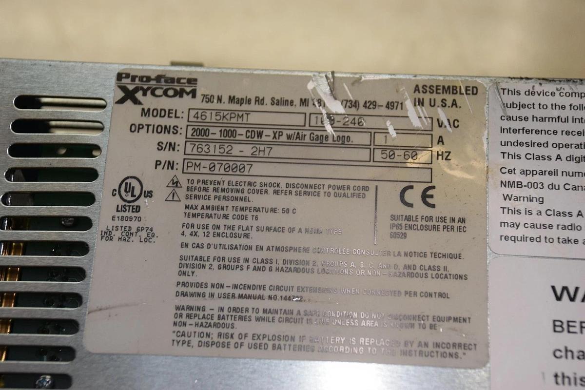 Used XYCOM 4615KPMT PM-070007 HEAVY-DUTY FLAT PANEL INDUSTRIAL PC