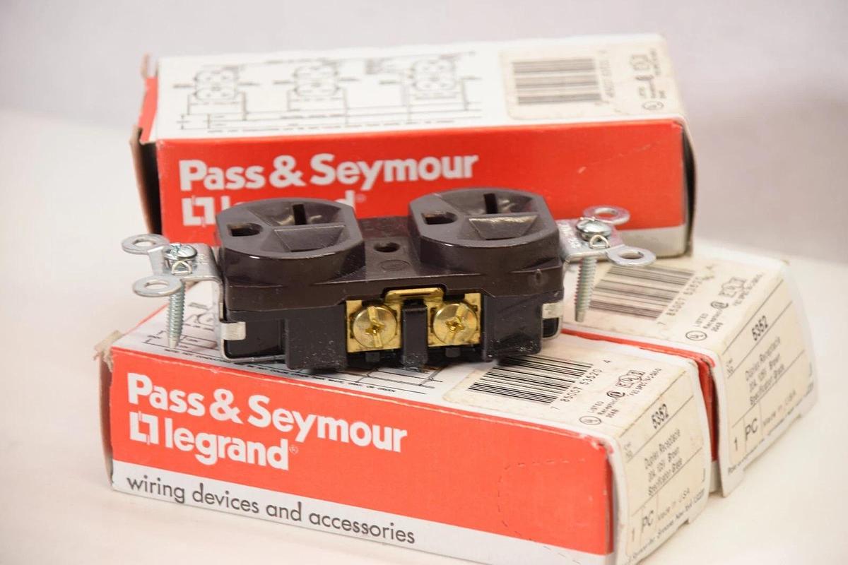 (Lot of 3) Pass & Seymour Legrand  5352 Duplex Receptacle 20A 125v BROWN (NEW)