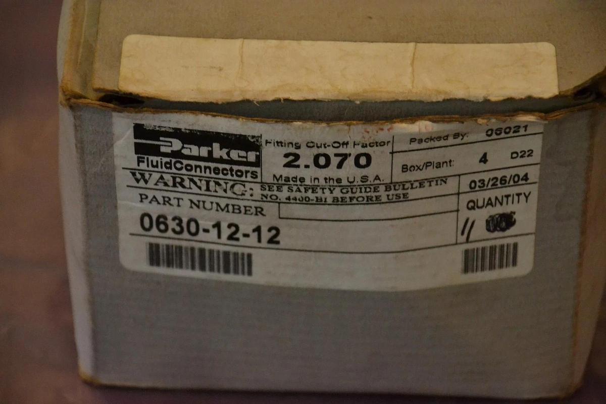 Parker Swivel Hose Fitting 0630-12-12 06301212 2.070, 3/4 in. x #12 Tu