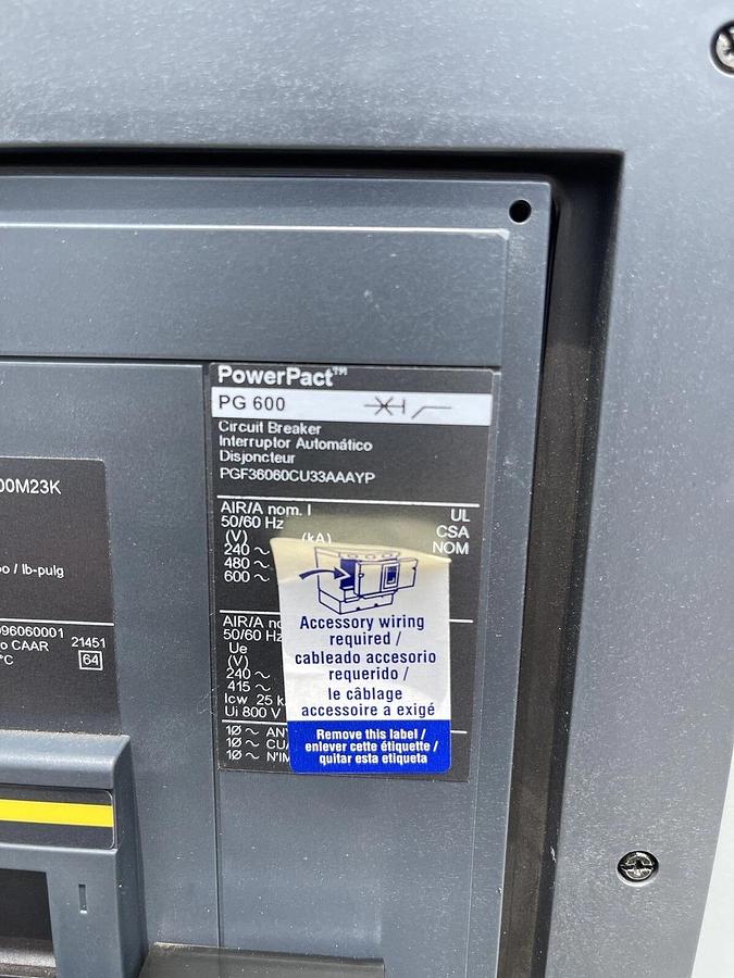 Used Square D 600 Amp QED 2 Switch Gear L88792208 PowerPact PGF36060CU33AAAYP 600A