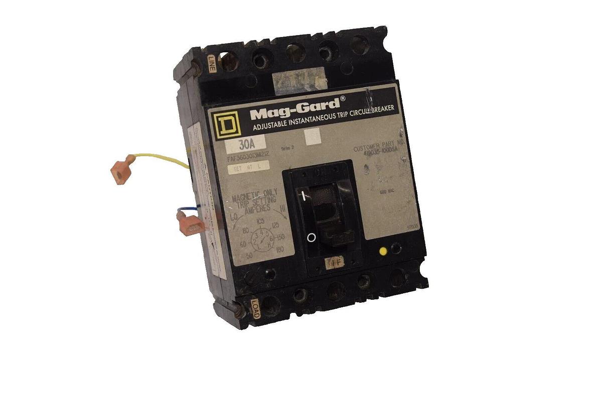 Used SQUARE D FAF3603013M1212 30A 30 Amp 3P 600Vac Circuit Breaker