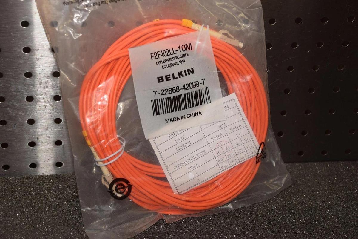 Used Belkin F2F402LL-10M Duplex Fiber Optic Patch Cable - LC Male - LC Male - 32.8ft 722868420997