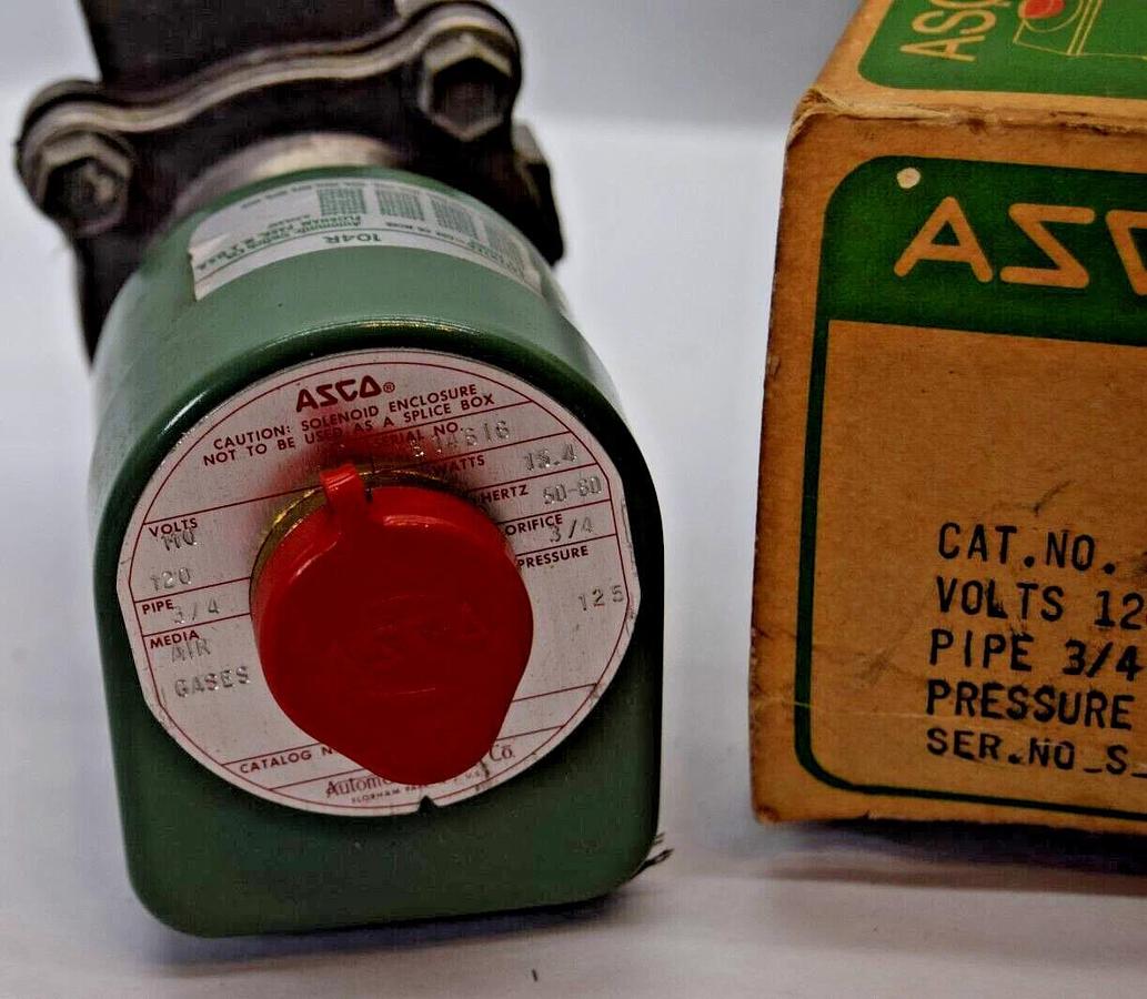 ASCO Solenoid Valve 821533 2NO 110/120v 3/4" 125psi (NEW)