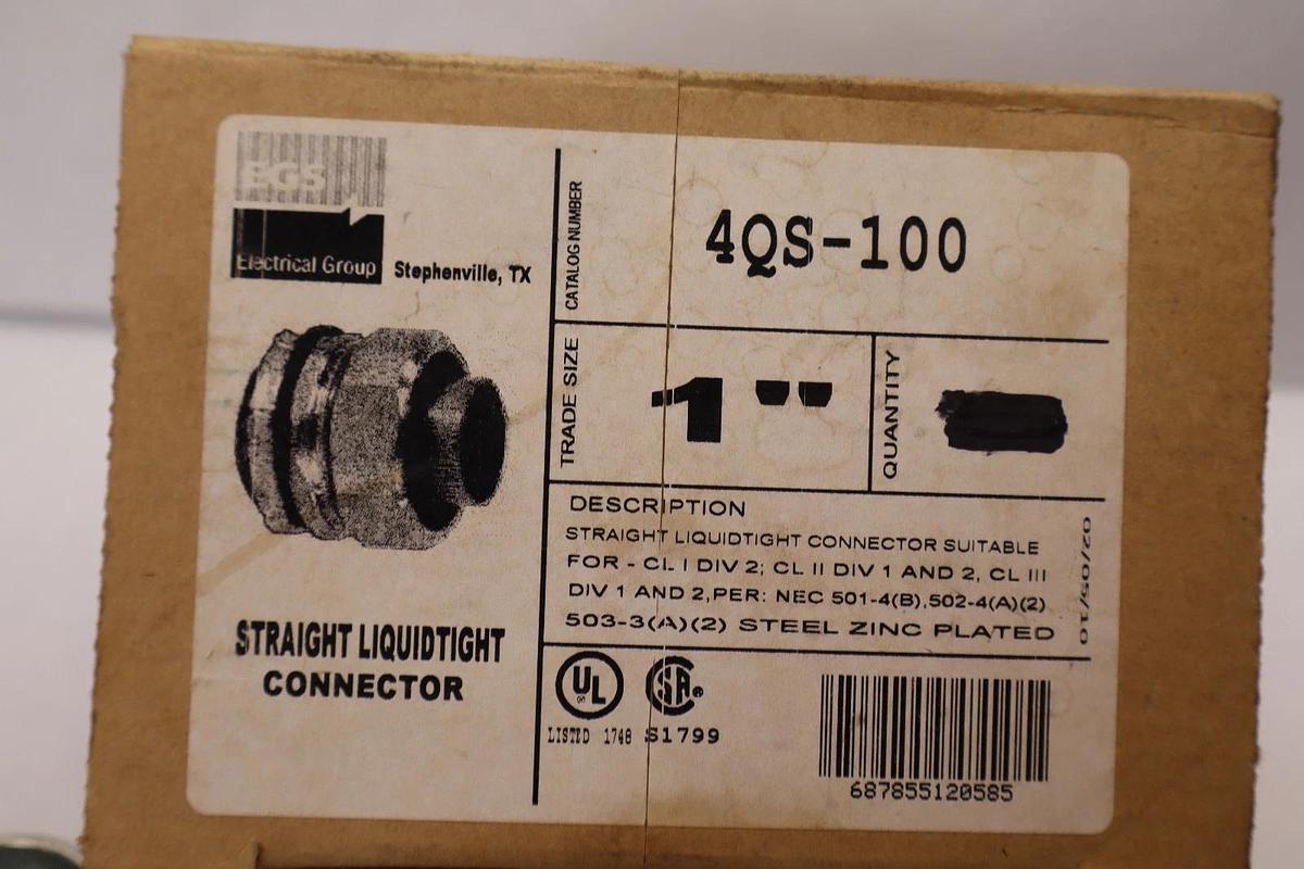 EGS Straight Liquidtight Connector 1" 4QS-100 4QS100 (New - Box of 4)