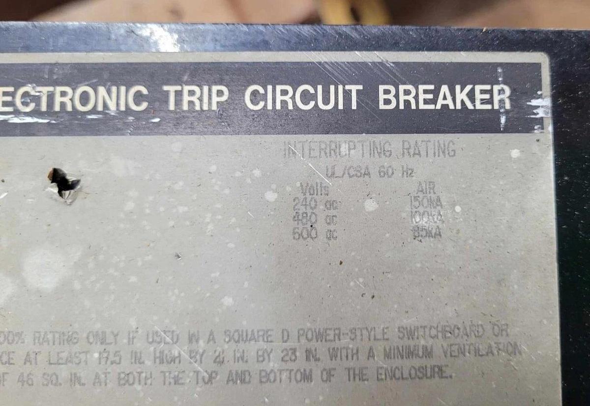 Used Square D SE Breaker 3000A 3000 Amp SEF363000LS 600v 3 Pole *As-is, READ*